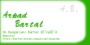 arpad bartal business card